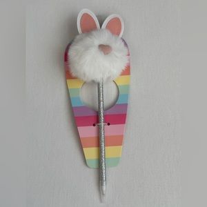 5 for $15! Easter Bunny Pom-Pom White Fur Glitter Pen